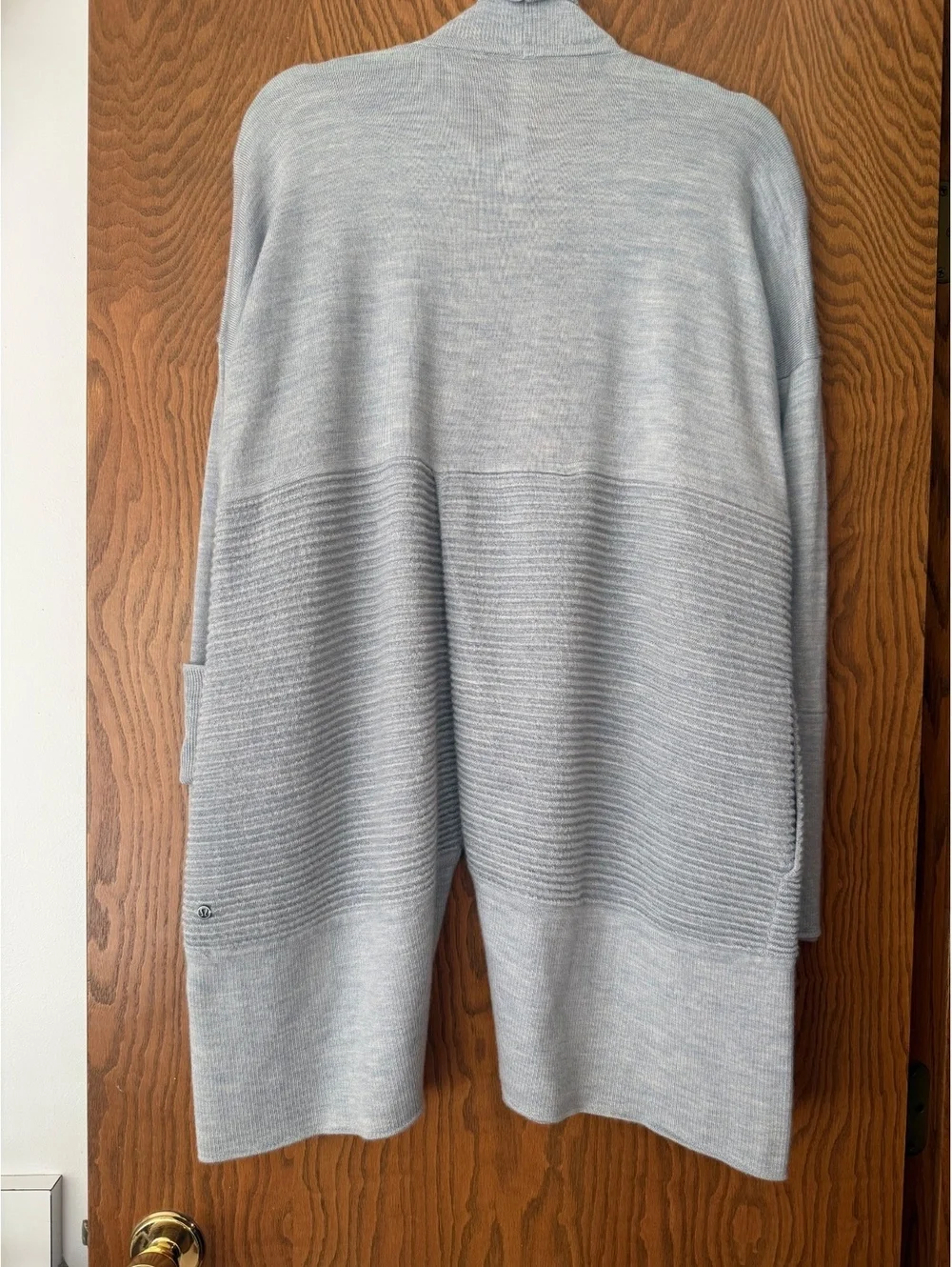 Lululemon Gray 100% Merino Wool Long Open Front Cardigan Size 6 NWOT
